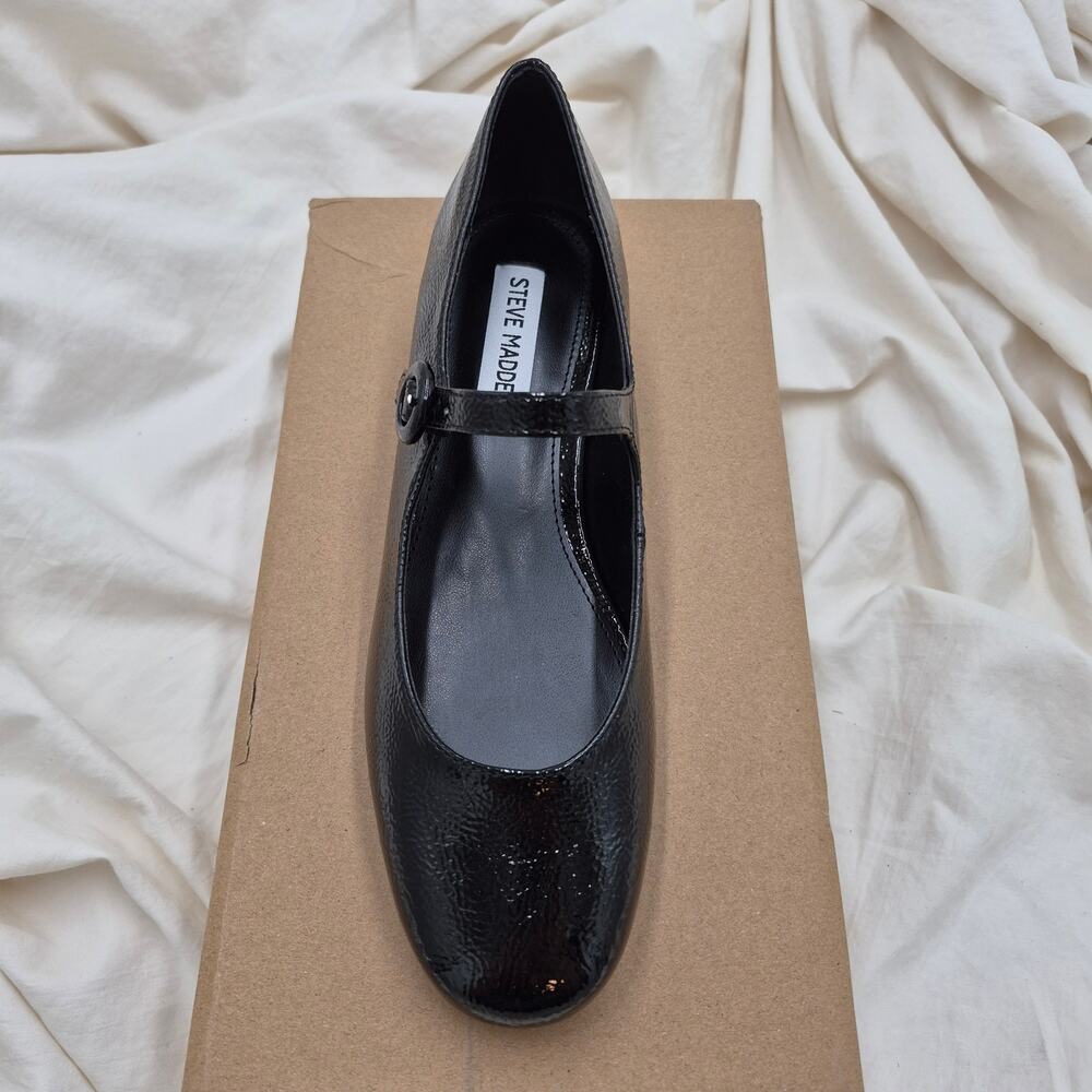 NEW Steve Madden Cyndie Mary jane top strap heels black patent Women's size 7.5 - Picture 3 of 7